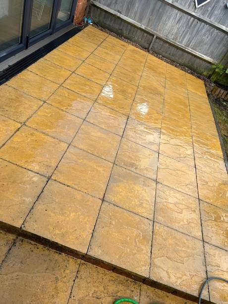 Patio after pressure washing